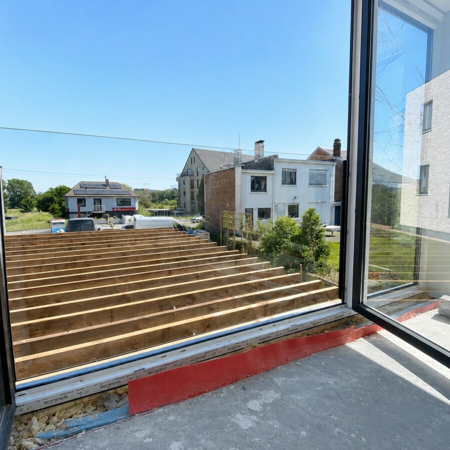 Garde-corps en verre sur châssis d'une résidence à Boncelles